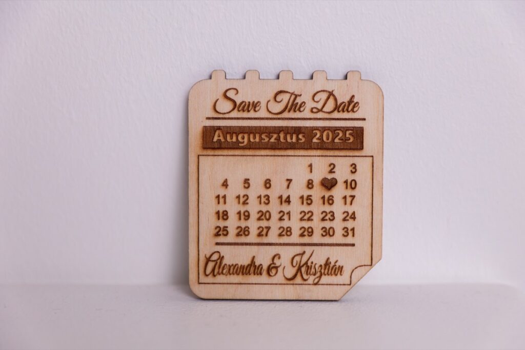 Save the Date nyírfa hűtőmágnes termékfotó